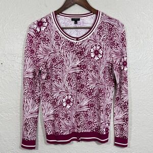 Talbots Cardigan Sweater Small Floral Garden Cottage Country Western Feminine‎